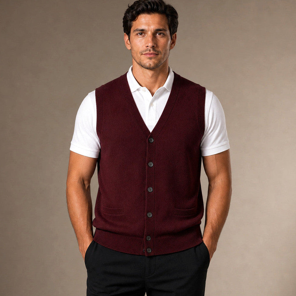 Lemuel | Sweater Vest V-Neck Button-Up Knit – Product Photo