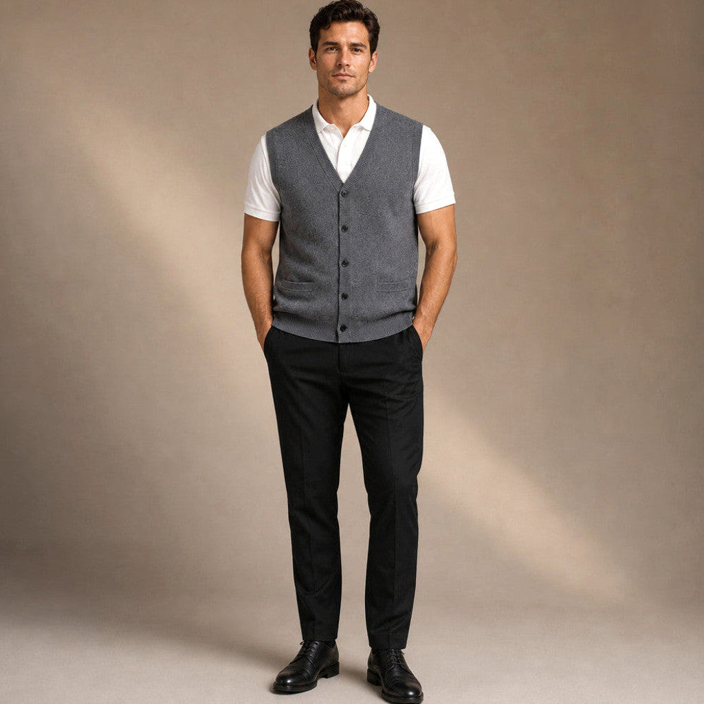 Lemuel | Sweater Vest V-Neck Button-Up Knit – Product Photo