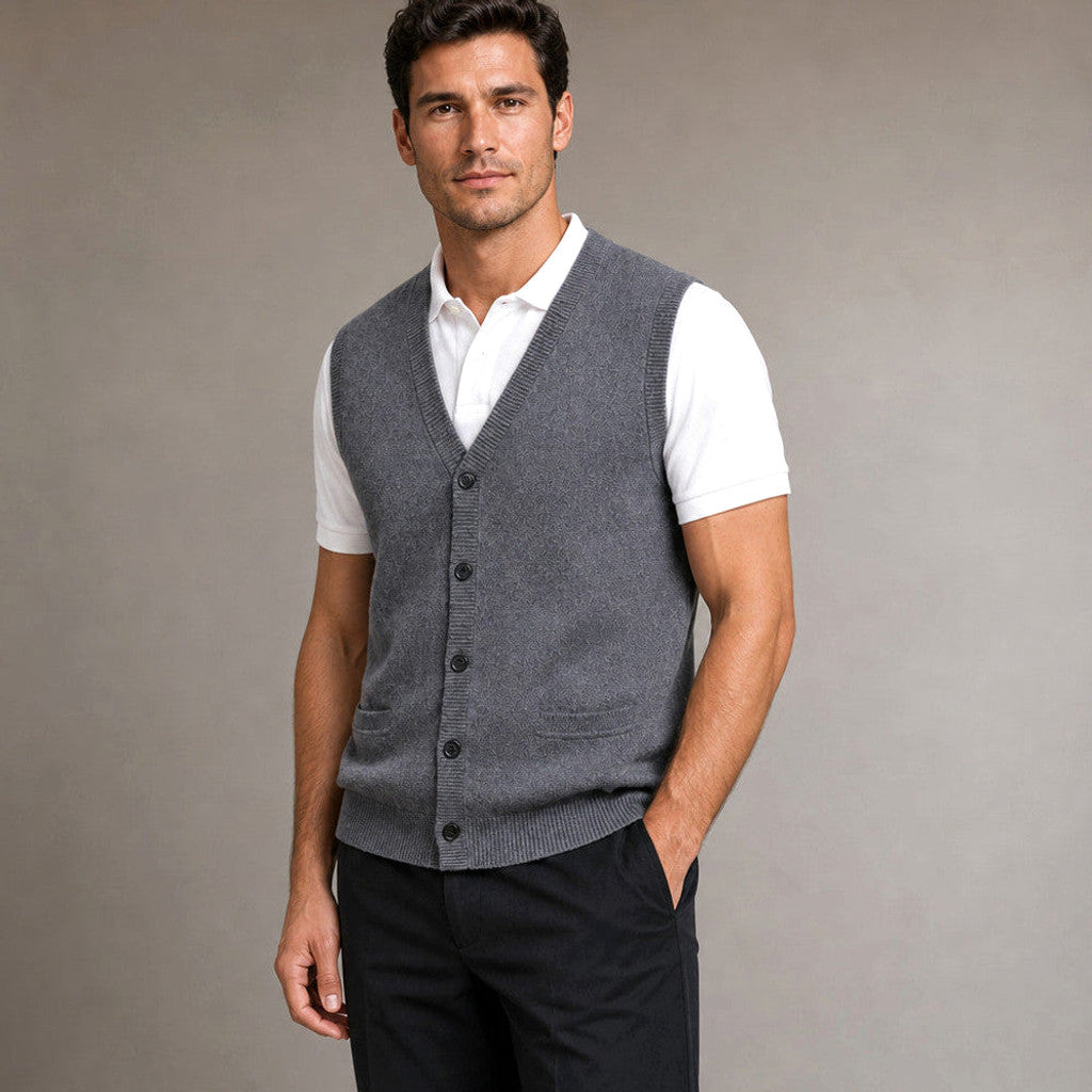 Lemuel | Sweater Vest V-Neck Button-Up Knit – Product Photo