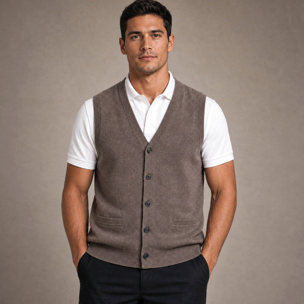 Lemuel | Sweater Vest V-Neck Button-Up Knit – Product Photo