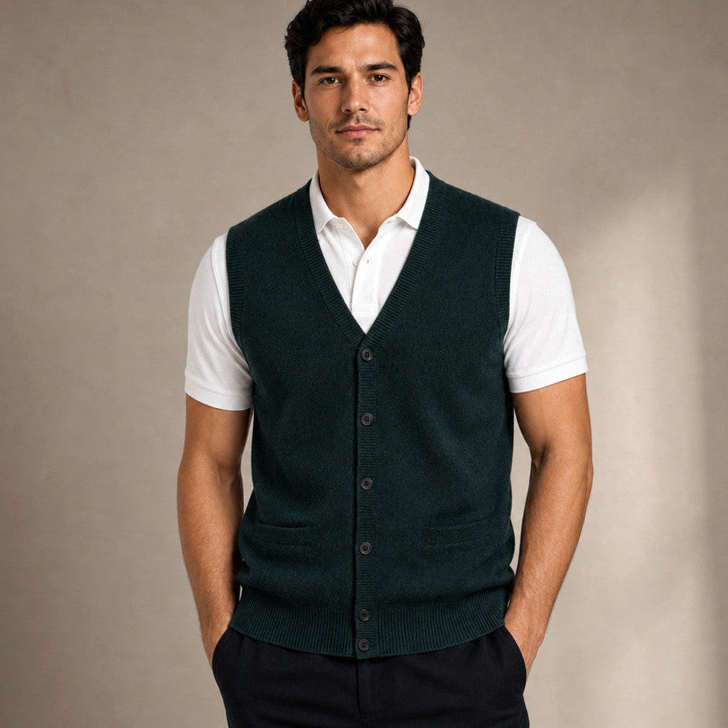 Lemuel | Sweater Vest V-Neck Button-Up Knit – Product Photo