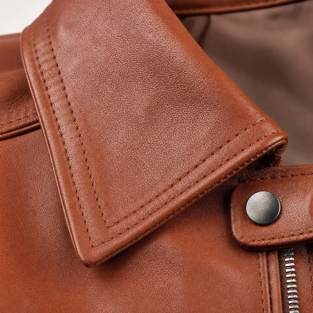 Lester | Biker Jacket Sheepskin Leather Windsor Tan – Product Photo