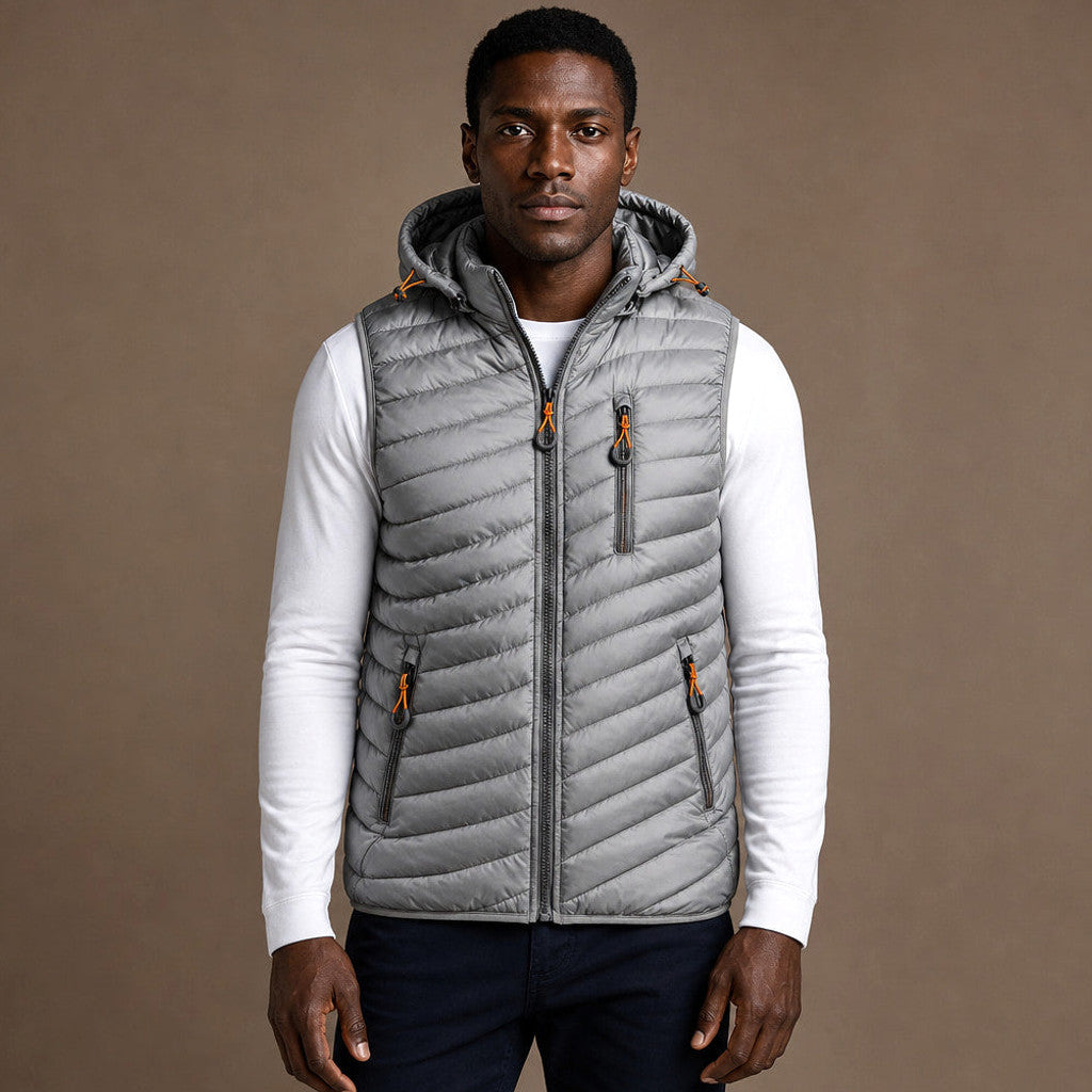 Linford | Puffer Vest Windproof Lightweight Silver – Product Photo