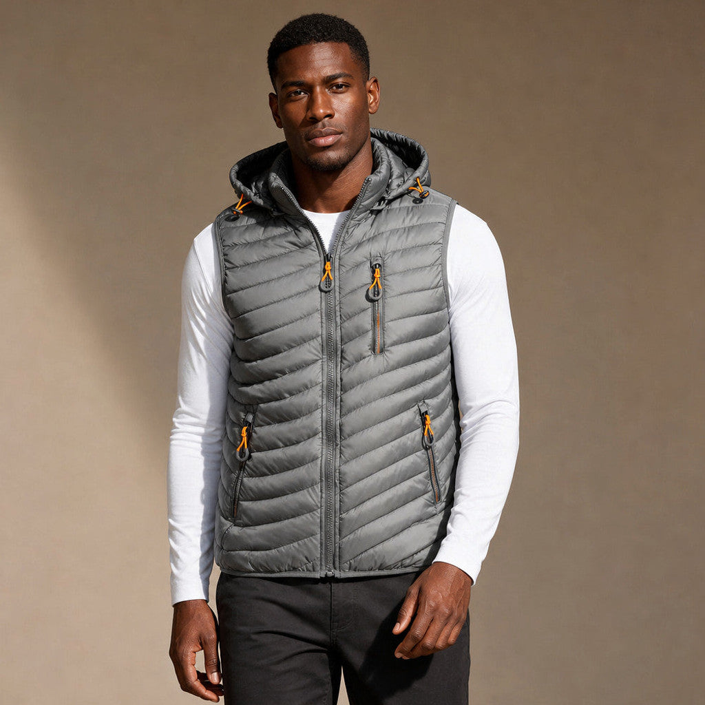 Linford | Puffer Vest Windproof Lightweight in Silver – Premium Editorial