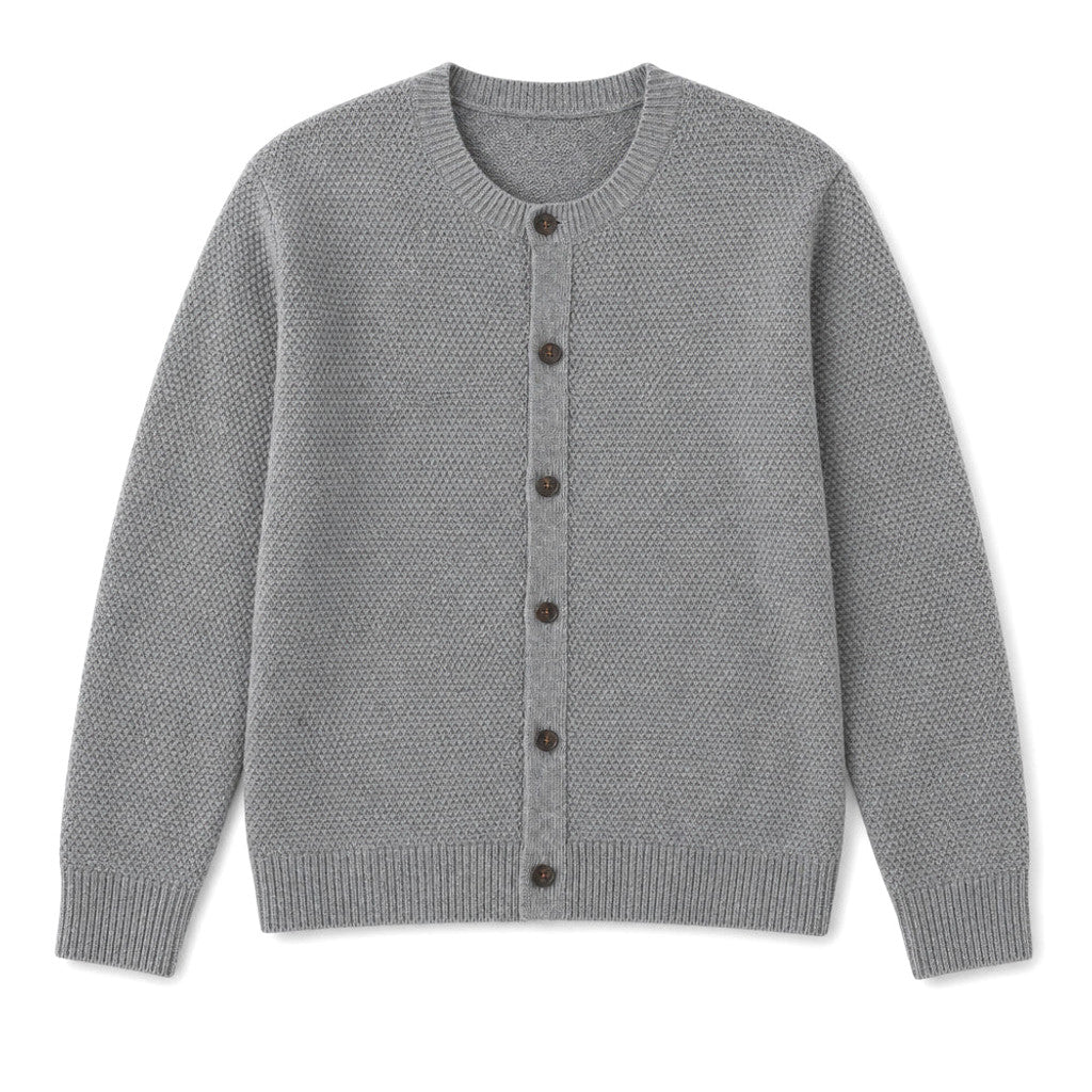 Llewelyn | Wool Cardigan Seed Stitch Grey – Product Photo