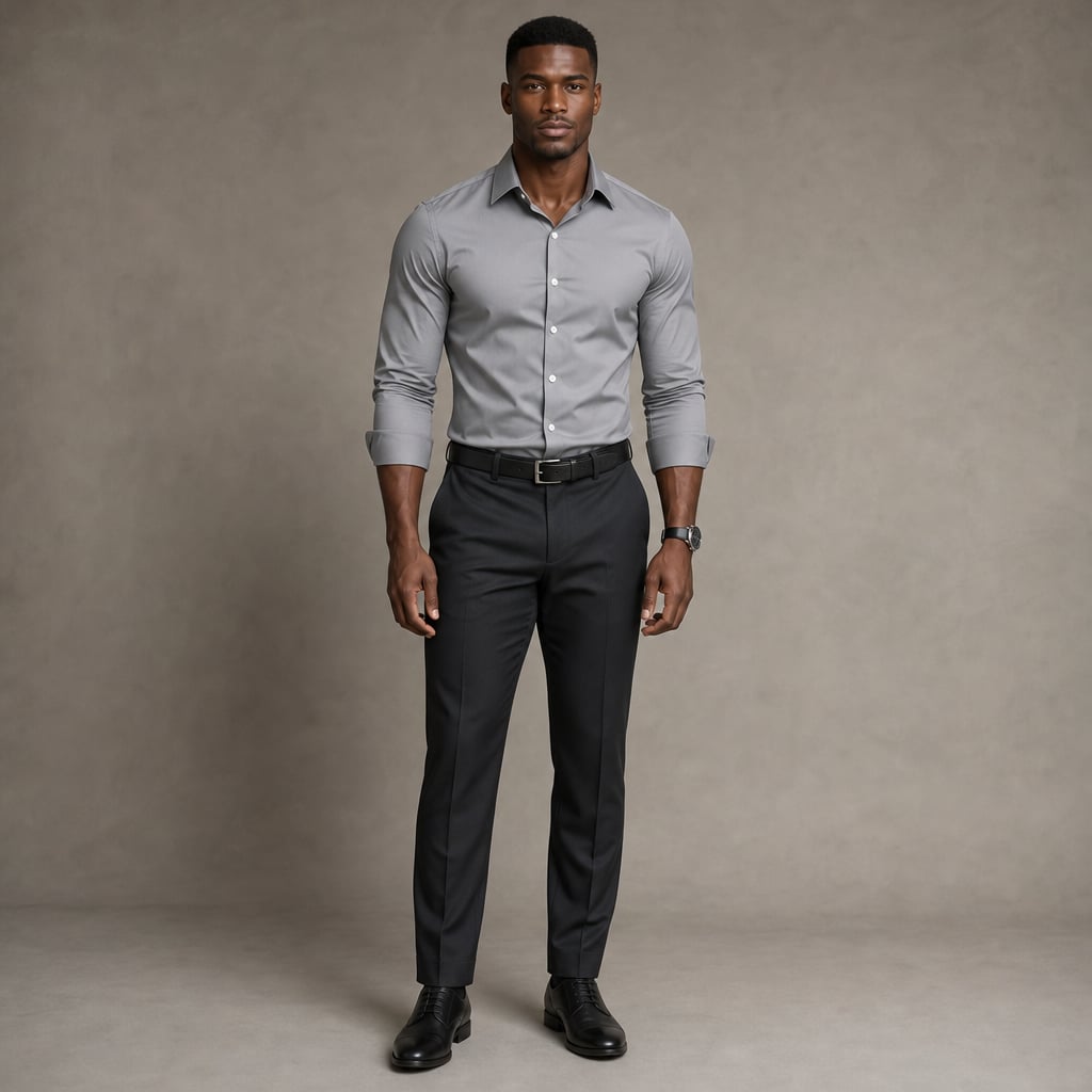 Long Sleeve Dress Shirt Pointed Collar Button Down in Black Gray – Product Photo
