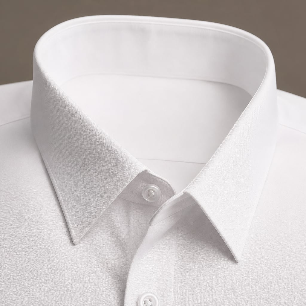 Long Sleeve Dress Shirt Pointed Collar Button Down in Black White – Fabric and Detail Close-Up