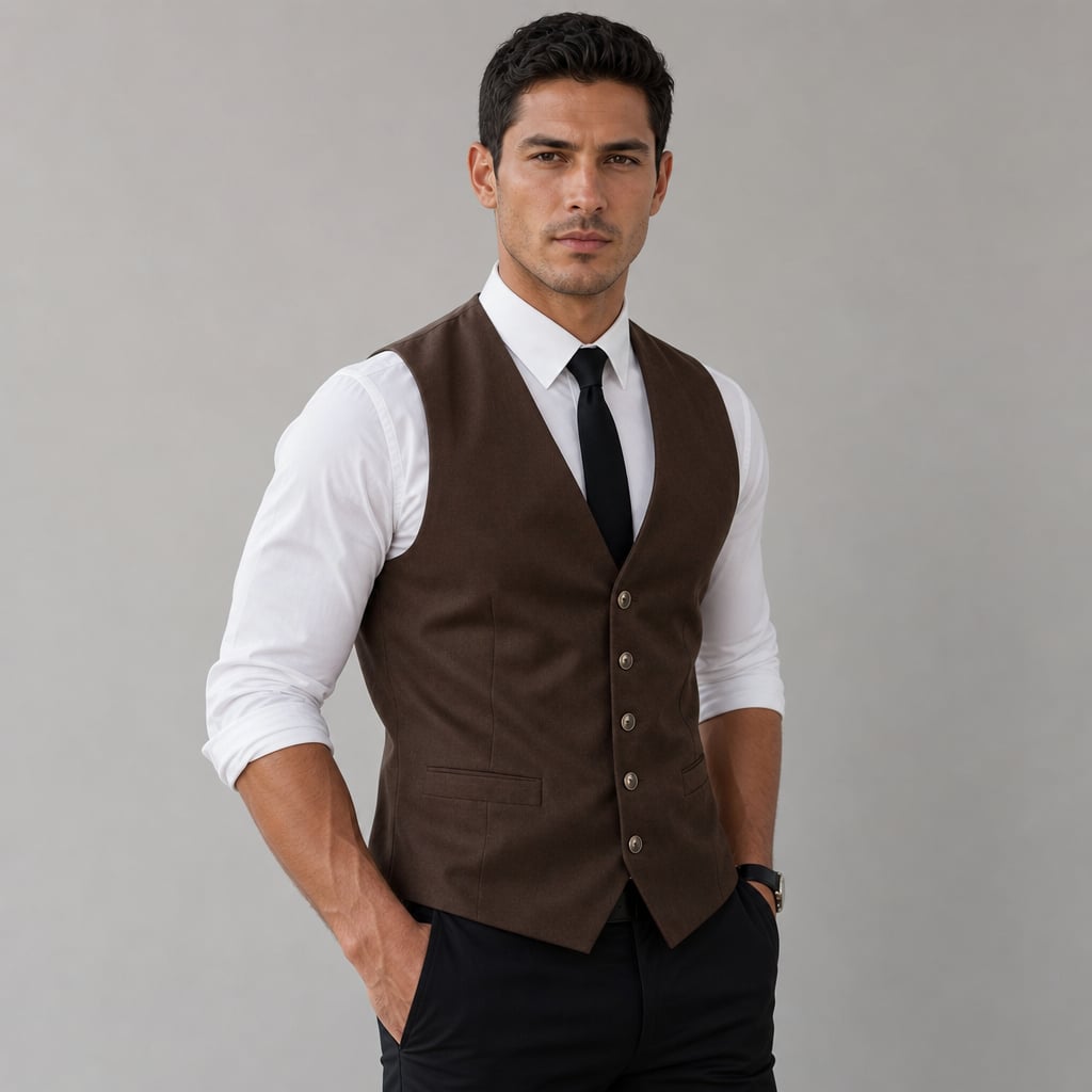 Lornvex | Western Waistcoat Suedette Slim Fit Brown – Side Angle View