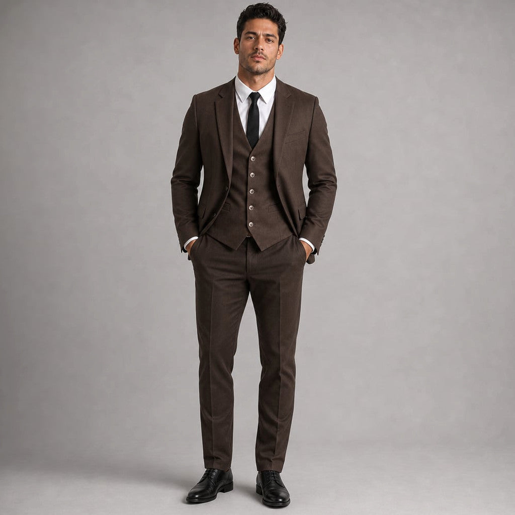 Lornvex | Western Waistcoat Suedette Slim Fit Brown – Full Look