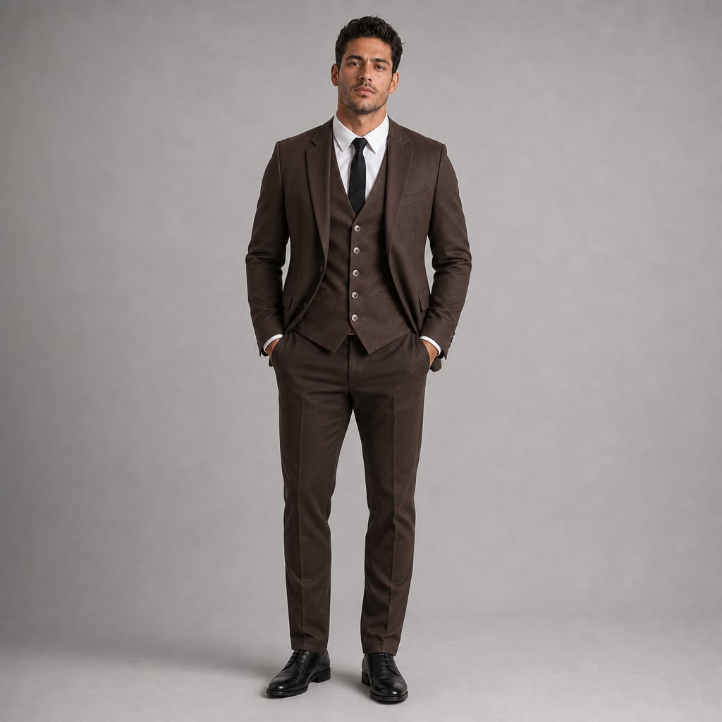 Lornvex | Western Waistcoat Suedette Slim Fit Brown – Full Look