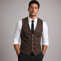 Lornvex | Western Waistcoat Suedette Slim Fit Brown – Product Photo