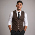 Lornvex | Western Waistcoat Suedette Slim Fit Brown – Product Photo