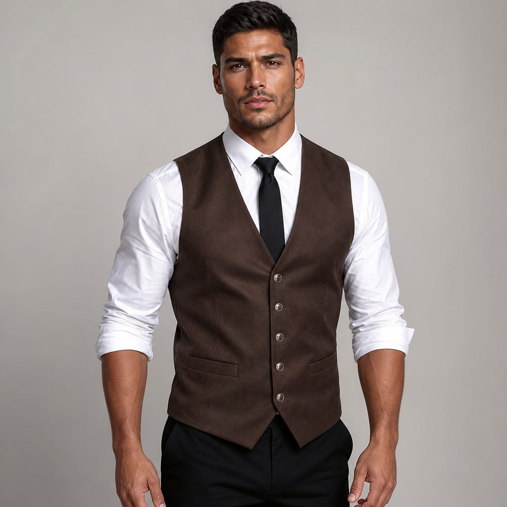 Lornvex | Western Waistcoat Suedette Slim Fit in Brown – Tomosino Premium Menswear