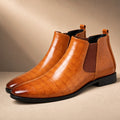 Luxton | Chelsea Boot Croc Embossed Leather Cognac Brown – Product Photo