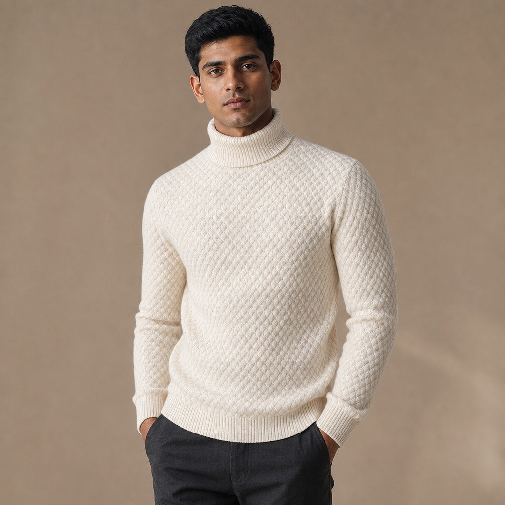Turtleneck Sweater Slim Fit Beige – Product Photo