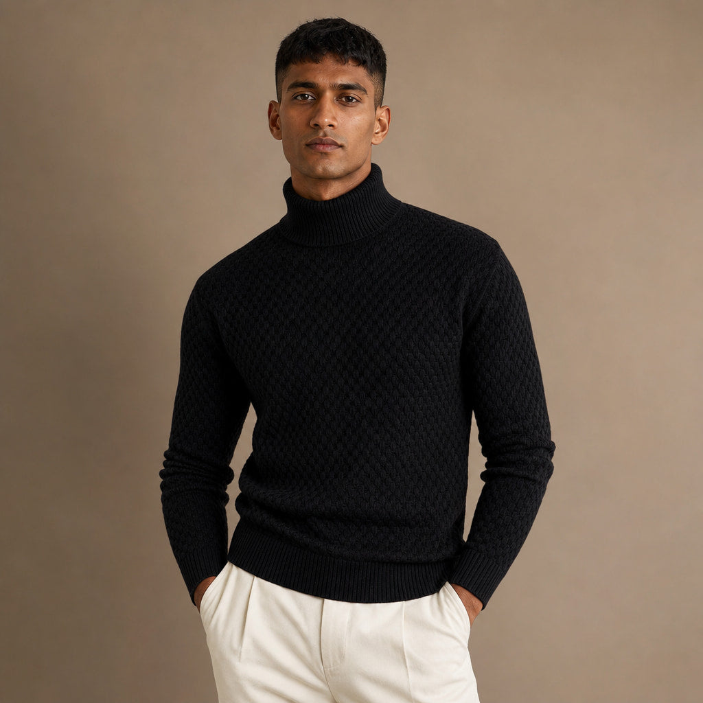 Turtleneck Sweater Slim Fit Black – Product Photo
