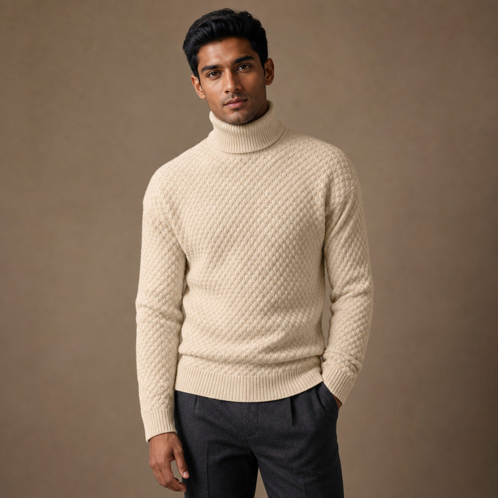 Turtleneck Sweater Slim Fit Khaki – Product Photo