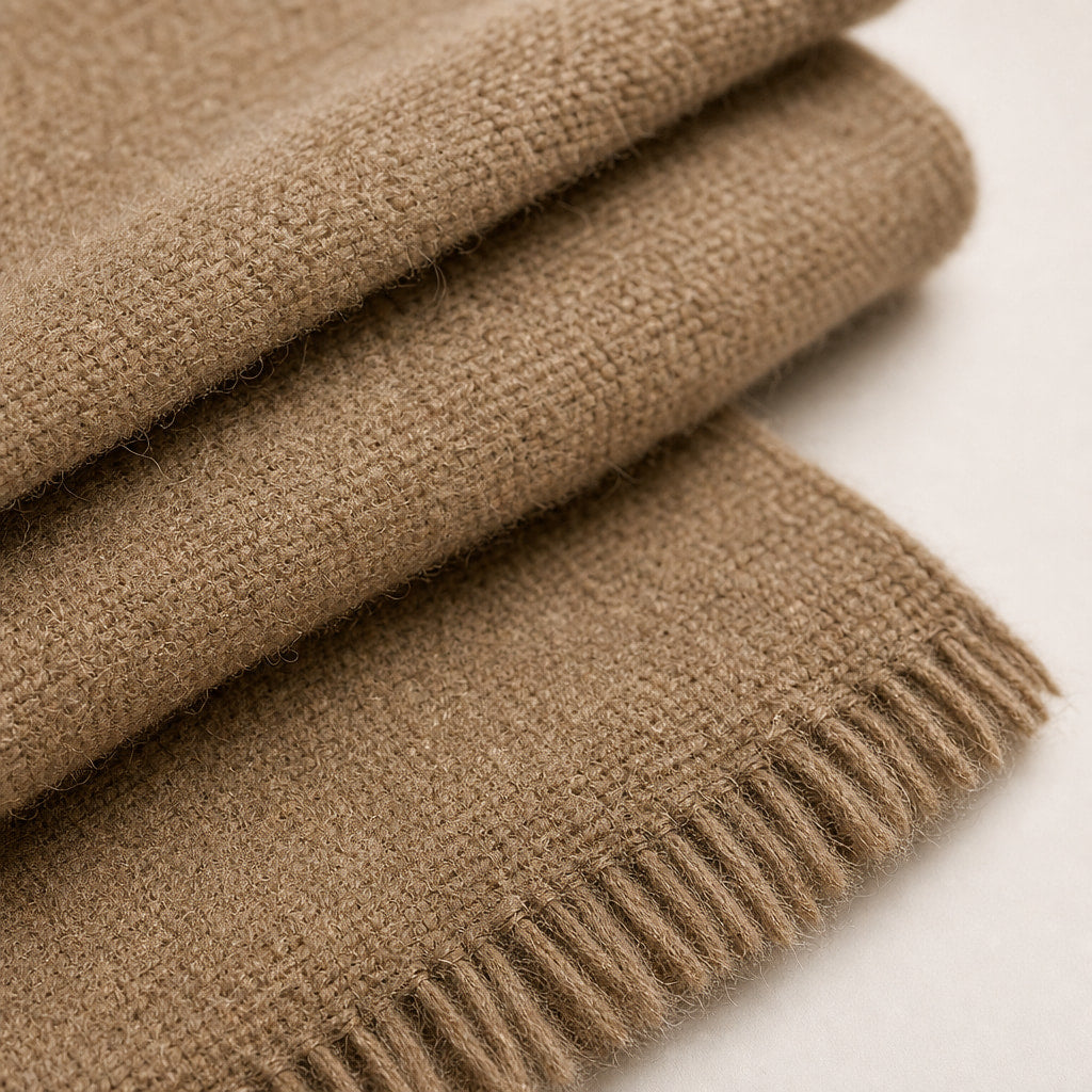 Cashmere Scarf Lightweight Knit Camel – Fabric and Detail Close-Up
