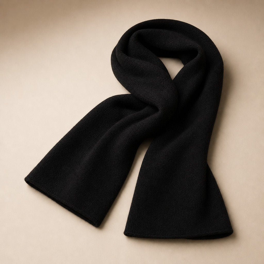 Cashmere Scarf Lightweight Knit in Classic Black – Tomosino Premium Menswear