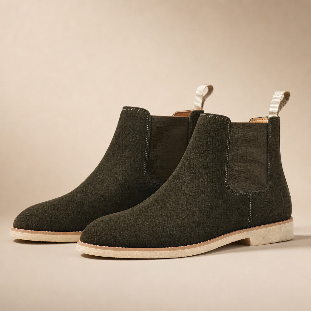 Chelsea Dealer Boots Suede in Army Green – Tomosino Premium Menswear
