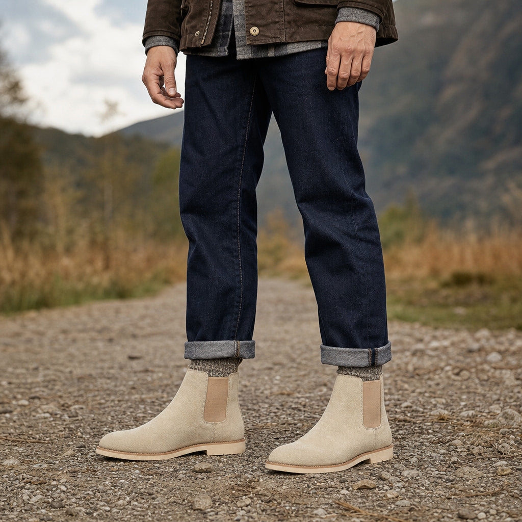 Chelsea Dealer Boots Suede Beige – Product Photo
