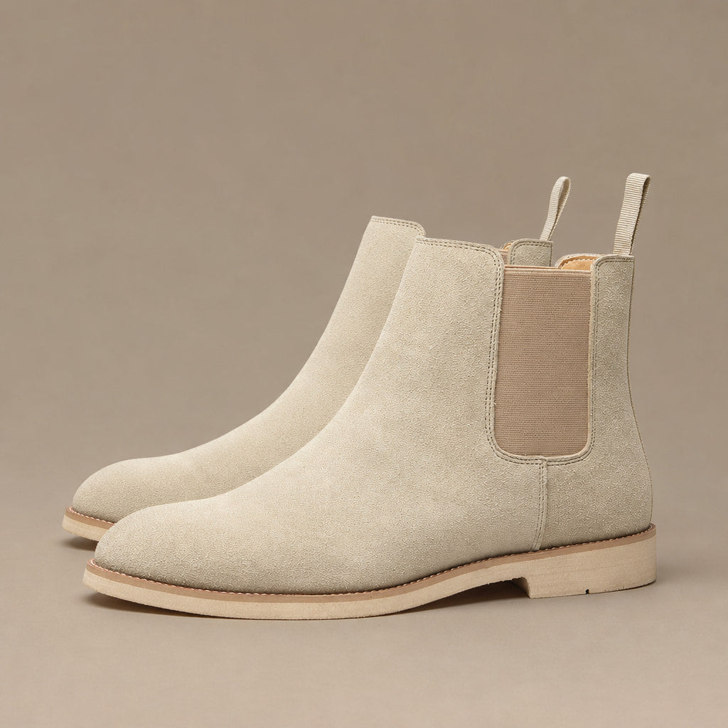 Chelsea Dealer Boots Suede in Beige – Tomosino Premium Menswear