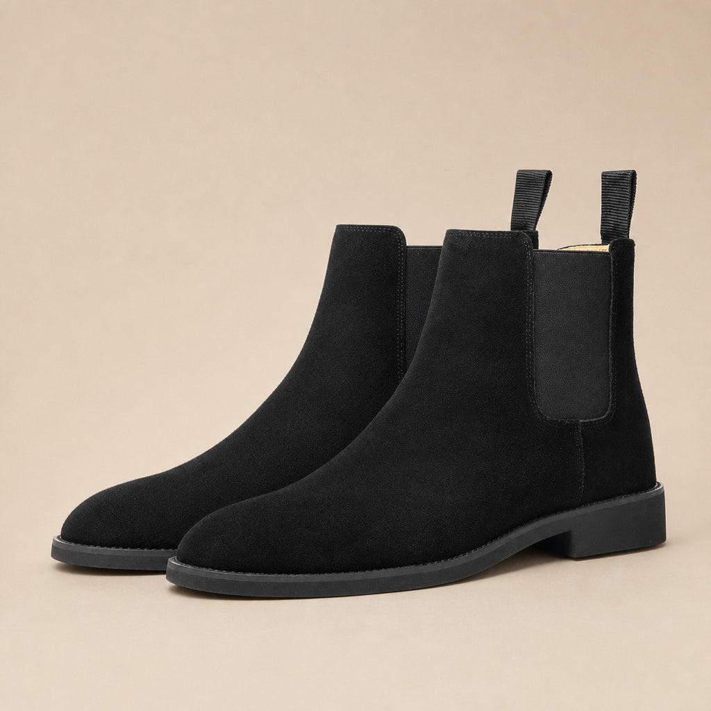 Chelsea Dealer Boots Suede in Black – Tomosino Premium Menswear