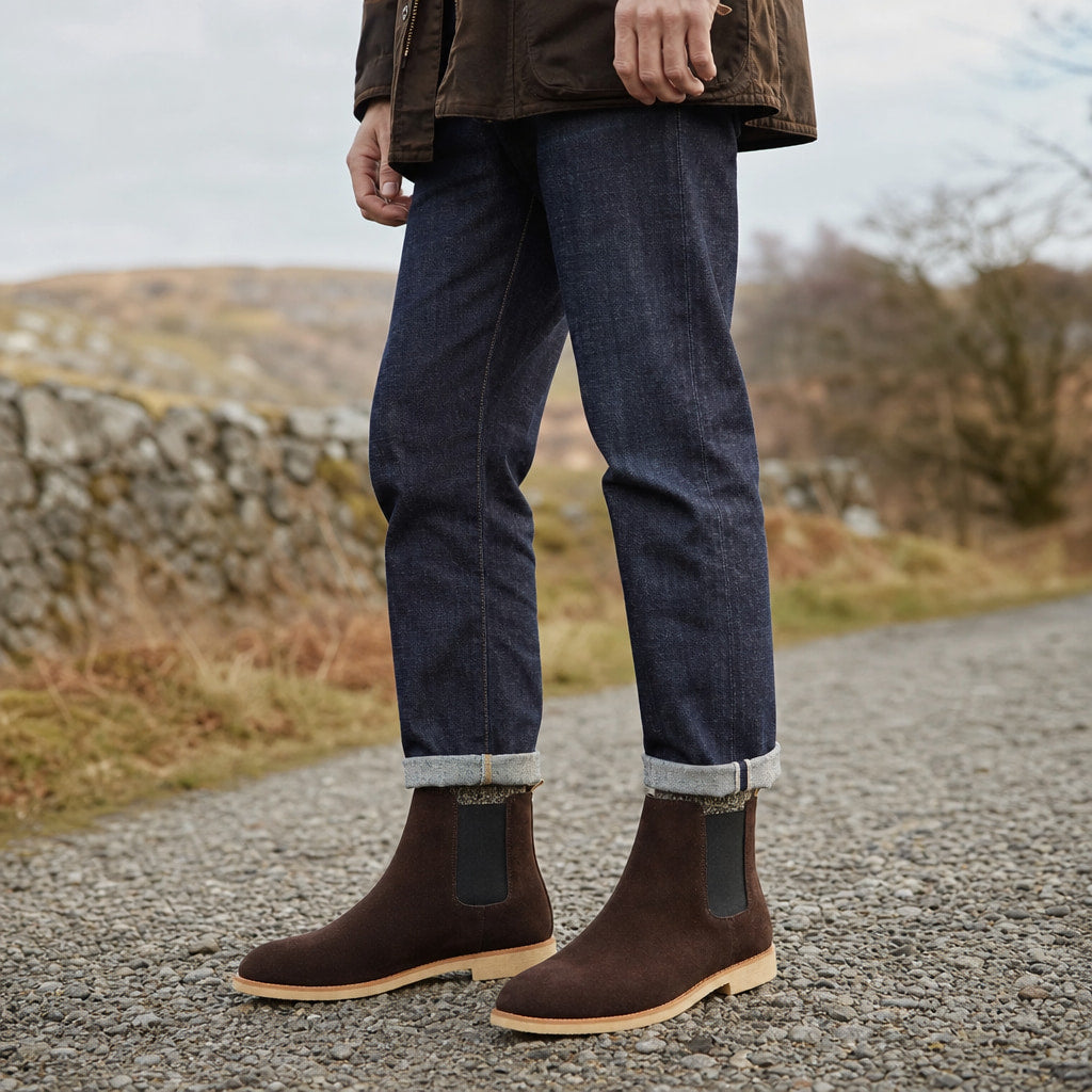 Chelsea Dealer Boots Suede Brown – Product Photo