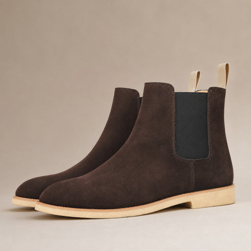 Chelsea Dealer Boots Suede in Brown – Tomosino Premium Menswear