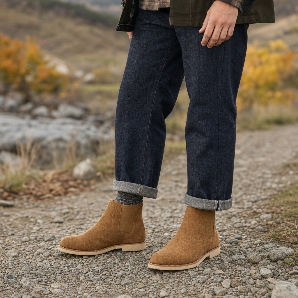 Chelsea Dealer Boots Suede Khaki – Product Photo