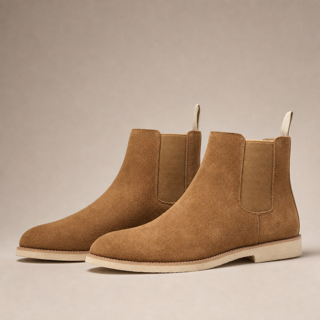Chelsea Dealer Boots Suede in Khaki – Tomosino Premium Menswear