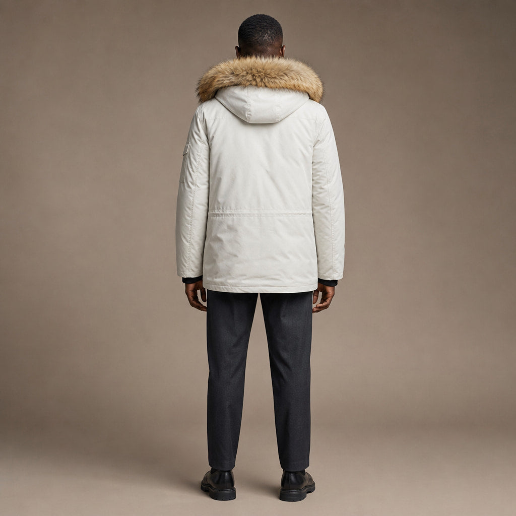 Parka Jacket Faux Fur Hood Thermal Lined White – Full Look