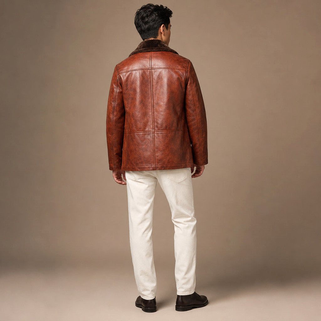 Marbeck | Shearling Duffle Coat Cinnamon Brown – Full Look