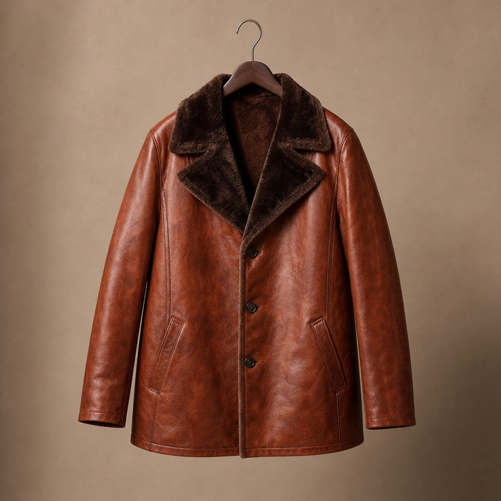 Marbeck | Shearling Duffle Coat Cinnamon Brown – Product Photo