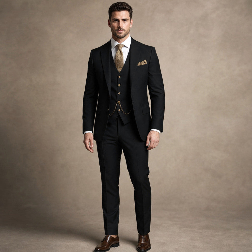 Marbury | Three Piece Suit Breathable Weave Black – Product Photo