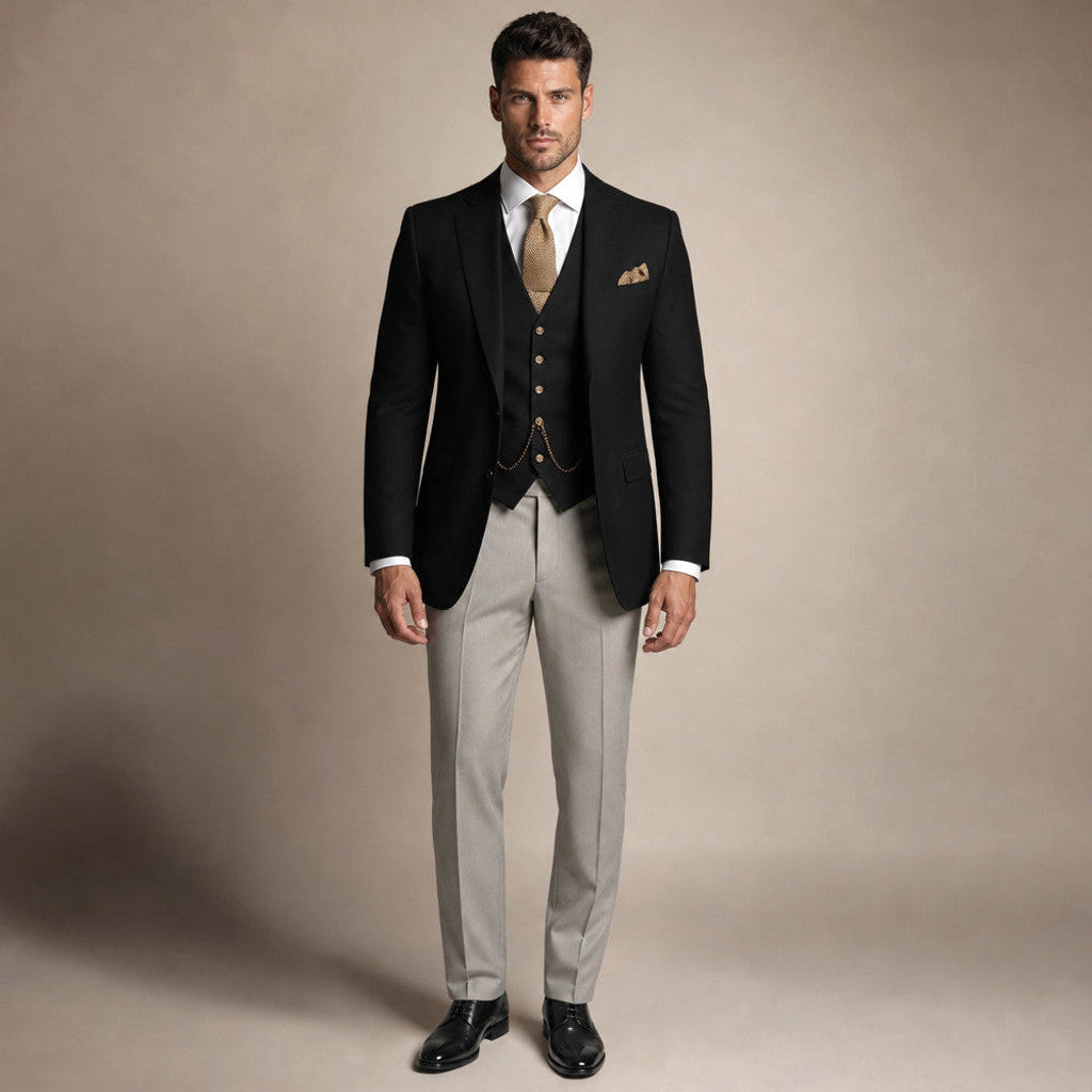 Marbury | Three Piece Suit Breathable Weave in Black – Premium Editorial