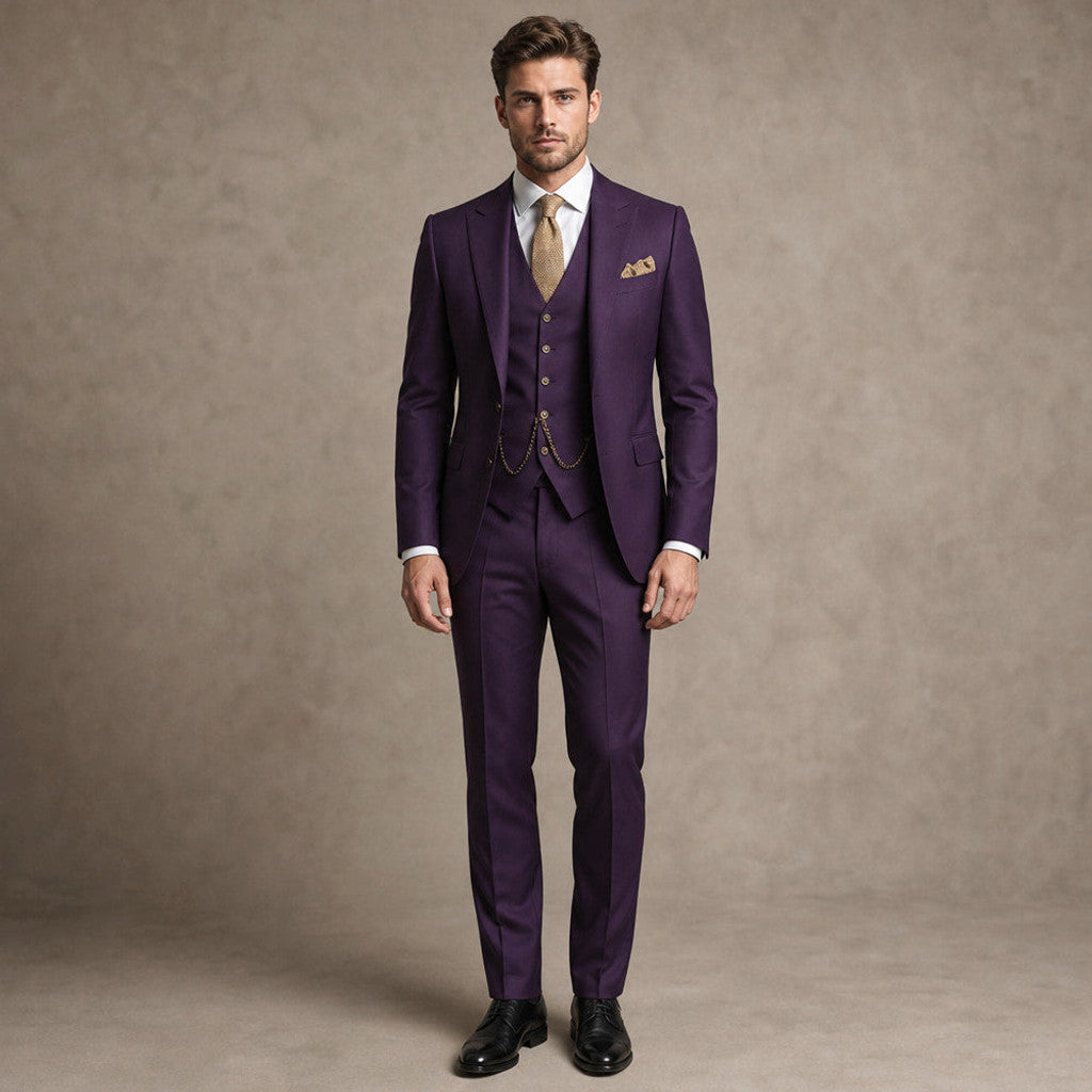 Marbury | Three Piece Suit Breathable Weave Dark Purple – Product Photo