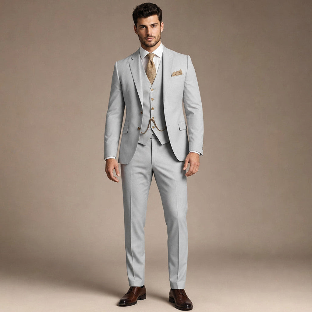 Marbury | Three Piece Suit Breathable Weave in Grey – Premium Editorial