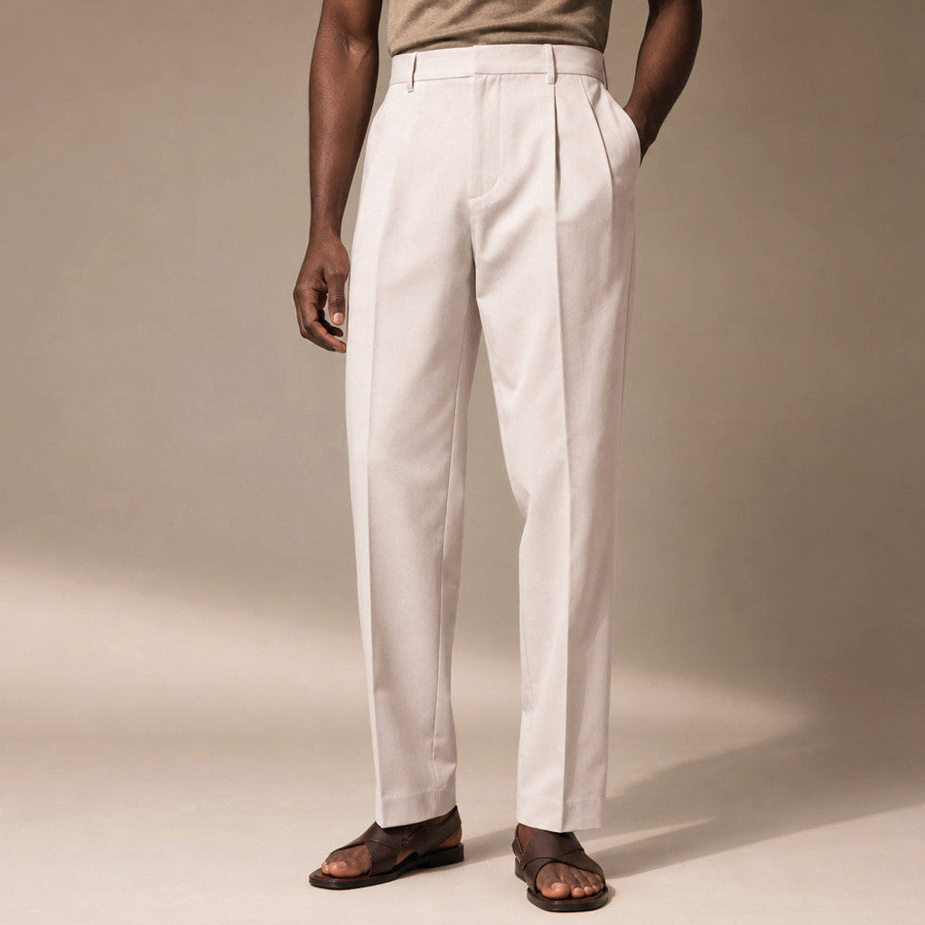 Marden | Pleated Front Trousers Regular Fit Beige – Product Photo