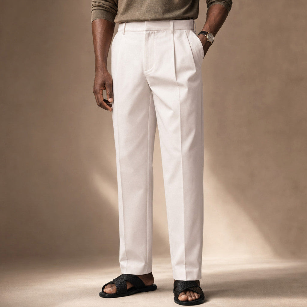 Marden | Pleated Front Trousers Regular Fit in Beige – Premium Editorial