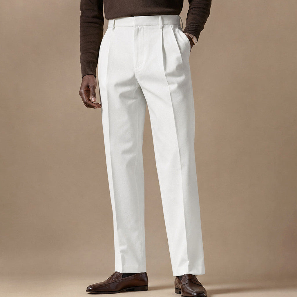 Marden | Pleated Front Trousers Regular Fit Ivory – Product Photo