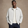Marlowe | Zip Up Knit Top Striped Light Gray – Product Photo