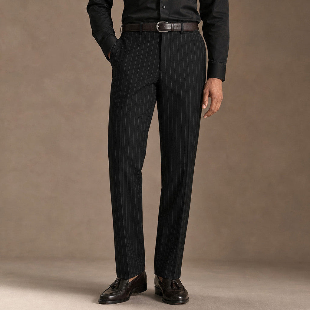Marnsley | Dress Pants Textured Stripe Regular Fit Black – Product Photo