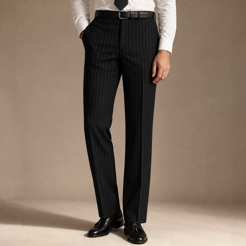 Marnsley | Dress Pants Textured Stripe Regular Fit in Black – Premium Editorial