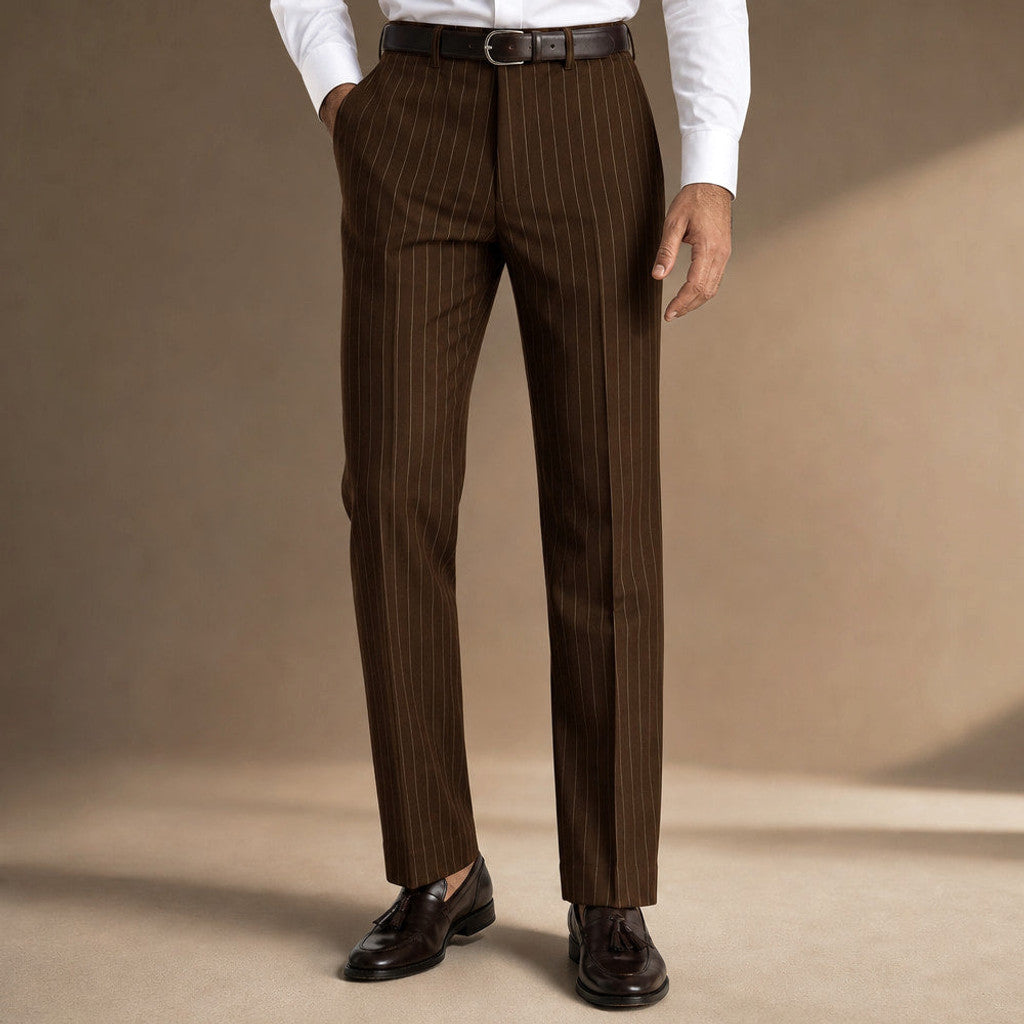 Marnsley | Dress Pants Textured Stripe Regular Fit Brown – Product Photo