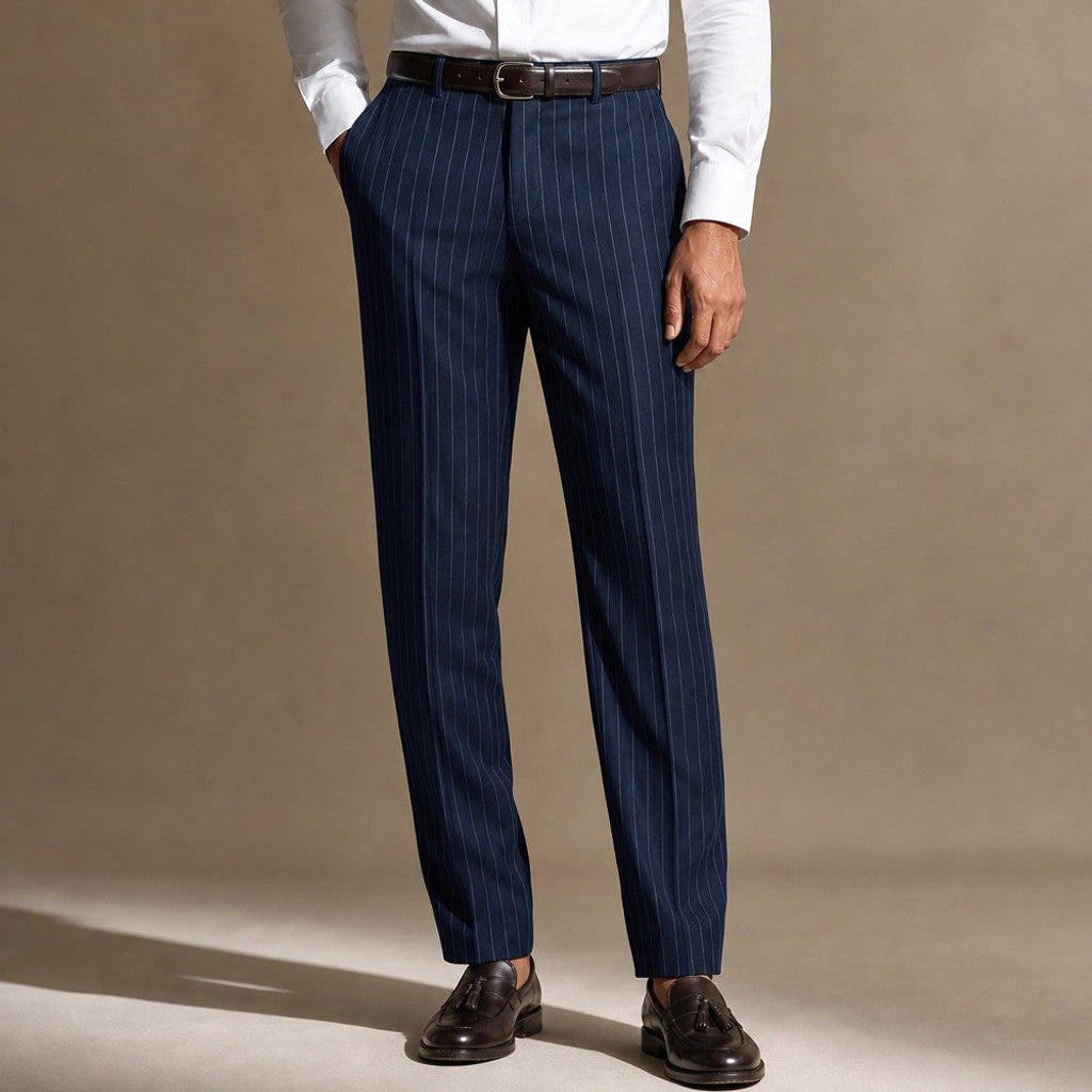 Marnsley | Dress Pants Textured Stripe Regular Fit Navy – Product Photo