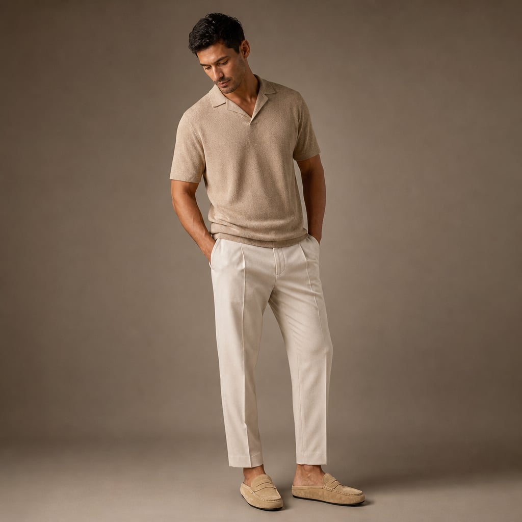 Men's Penny Mule Loafer Soft Touch Fabric Platform Sole Beige – Full Look