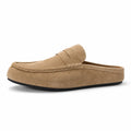 Men's Penny Mule Loafer Soft Touch Fabric Platform Sole Beige – Product Photo