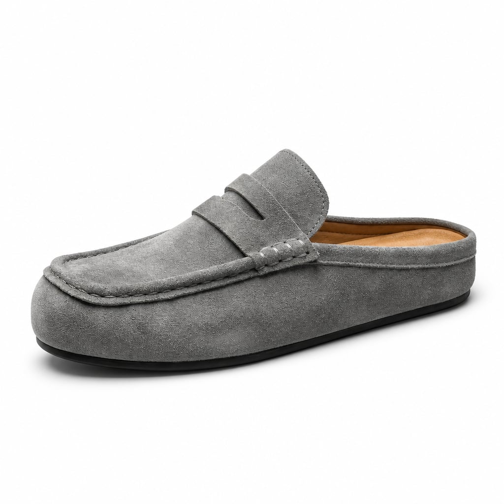 Men's Penny Mule Loafer Soft Touch Fabric Platform Sole Gray – Product Photo