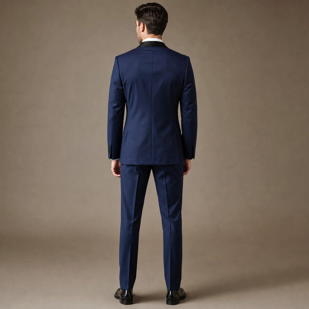 Merton | Dress Suit Shawl Collar Navy Blue / Navy – Full Look